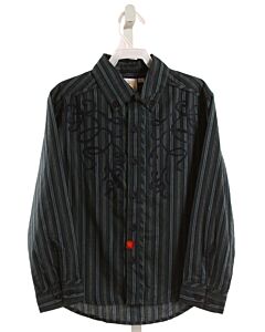 LE FROMAGE ET L'ORANGE  BLUE  STRIPED EMBROIDERED DRESS SHIRT