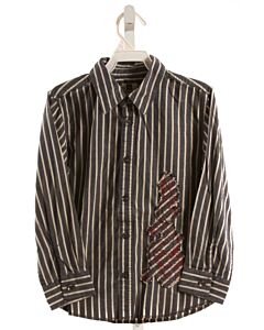 TEA GRAY STRIPED APPLIQUED DRESS SHIRT