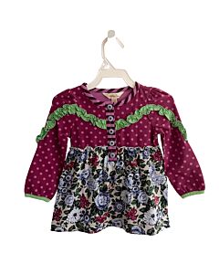 MATILDA JANE  PURPLE  FLORAL  KNIT LS SHIRT WITH RUFFLE