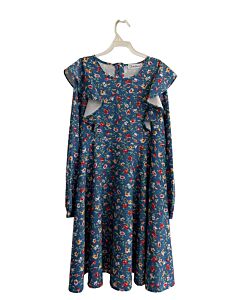 QUEDORIS  BLUE  FLORAL  KNIT DRESS WITH RUFFLE