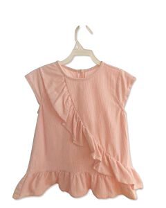 NO TAG  LT PINK  STRIPED  SLEEVELESS SHIRT WITH RUFFLE