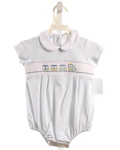 PETIT BEBE  LT BLUE  GINGHAM SMOCKED KNIT BUBBLE