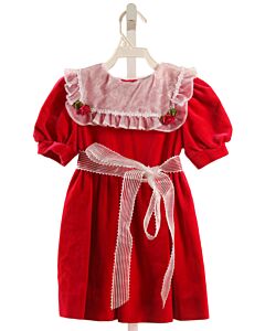 RARE EDITIONS  HOT PINK VELVET   PARTY DRESS WITH LACE TRIM