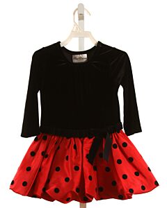 RARE EDITIONS  RED VELVET POLKA DOT  PARTY DRESS WITH BUBBLE HEM