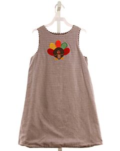 GLORIMONT BROWN HOUNDSTOOTH APPLIQUED DRESS