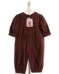 BEAUX ET BELLES RED PLAID SMOCKED LONGALL