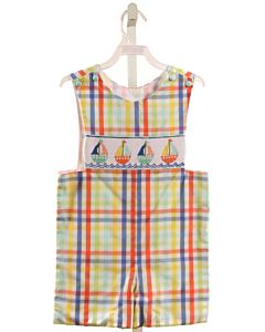 SHRIMP & GRITS  MULTI-COLOR  PLAID SMOCKED JON JON