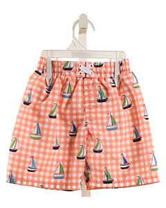 WIPPETTE  ORANGE  GINGHAM  SWIM TRUNKS
