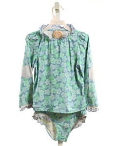 THE BEAUFORT BONNET COMPANY  MINT  FLORAL  2-PIECE SWIMSUIT WITH EYELET TRIM
