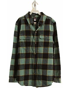 TEA  BLACK FLANNEL CHECK  DRESS SHIRT