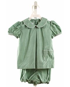 BANBURY CROSS  GREEN  GINGHAM  2-PIECE OUTFIT WITH PICOT STITCHING