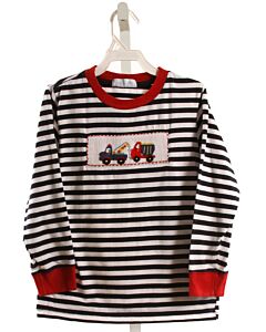VIVE LA FETE  NAVY  STRIPED SMOCKED KNIT LS SHIRT