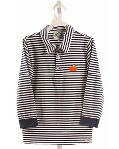 SMOCKED THREADS CECIL & LOU  BLUE  STRIPED EMBROIDERED KNIT LS SHIRT