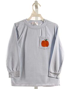 CECIL & LOU  LT BLUE  STRIPED APPLIQUED KNIT LS SHIRT