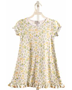 THE PROPER PEONY  YELLOW  PRINT  KNIT DRESS WITH PICOT STITCHING