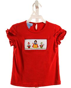 ANAVINI  RED   SMOCKED KNIT SS SHIRT