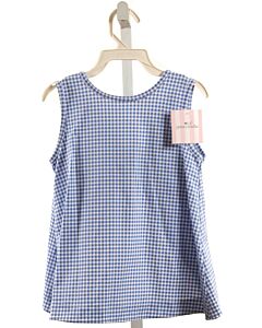 JAMES & LOTTIE  BLUE KNIT GINGHAM  SLEEVELESS SHIRT