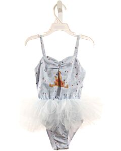 OOH  LA  LA  COUTURE  LT BLUE   PRINTED DESIGN 1-PIECE SWIMSUIT WITH TULLE