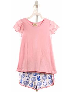 THE BEAUFORT BONNET COMPANY  PINK KNIT  PRINTED DESIGN 2-PIECE OUTFIT WITH EYELET TRIM