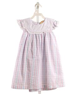 THE BEAUFORT BONNET COMPANY  MULTI-COLOR SEERSUCKER PLAID  DRESS WITH EYELET TRIM