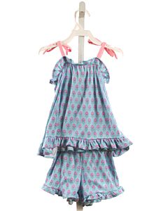 THE BEAUFORT BONNET COMPANY  AQUA  FLORAL  LOUNGEWEAR WITH RUFFLE