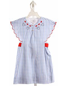 THE PROPER PEONY  LT BLUE  GINGHAM EMBROIDERED DRESS