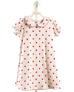 THE BEAUFORT BONNET COMPANY  RED  PRINT  KNIT DRESS WITH PICOT STITCHING