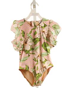 SHADE CRITTERS  GREEN  FLORAL  1-PIECE SWIMSUIT WITH RUFFLE