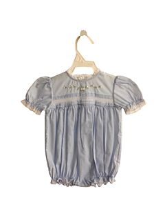 FELTMAN BROTHERS  LT BLUE  FLORAL EMBROIDERED DRESSY BUBBLE WITH LACE TRIM