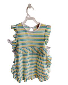 THE BEAUFORT BONNET COMPANY  GREEN TERRY CLOTH STRIPED  COVER UP WITH RUFFLE