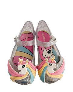 MINI MELISSA SILVER MARY JANES *THIS ITEM IS GENTLY USED WITH MINOR SIGNS OF WEAR (MINOR STAINING) *EUC SIZE TODDLER 10