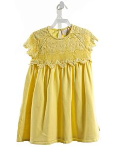 CREAMIE  YELLOW    KNIT DRESS WITH LACE TRIM