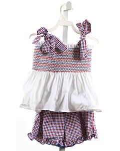 CLASSIC WHIMSY  MULTI-COLOR SEERSUCKER  SMOCKED 2-PIECE OUTFIT