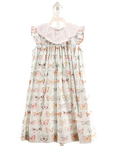 LE ZA ME  LT BLUE  PRINT  DRESS WITH PICOT STITCHING