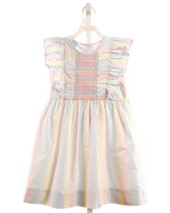 CLASSIC WHIMSY  MULTI-COLOR  STRIPED SMOCKED DRESS WITH PICOT STITCHING
