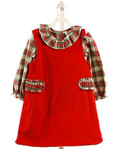 STITCHY FISH  RED CORDUROY PLAID  DRESS
