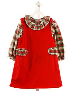 STITCHY FISH  RED CORDUROY PLAID  DRESS