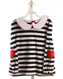 THE BEAUFORT BONNET COMPANY  NAVY  STRIPED APPLIQUED KNIT LS SHIRT WITH PICOT STITCHING