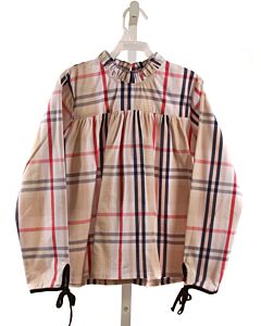 BELLA BLISS IVORY PLAID DRESS SHIRT WITH RUFFLE
