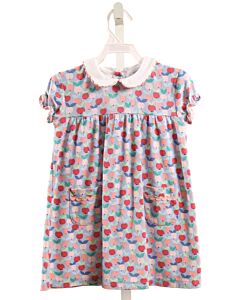 BELLA BLISS  BLUE   PRINTED DESIGN KNIT DRESS WITH RIC RAC