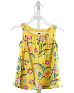 TEA  YELLOW  FLORAL  SLEEVELESS SHIRT