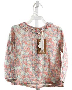 ANGEL DEAR  PINK  FLORAL  SHIRT-LS WITH RUFFLE