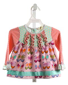 MATILDA JANE  PINK  PRINT  KNIT LS SHIRT WITH RUFFLE