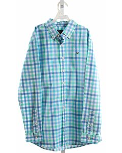 VINEYARD VINES  AQUA  PLAID  DRESS SHIRT