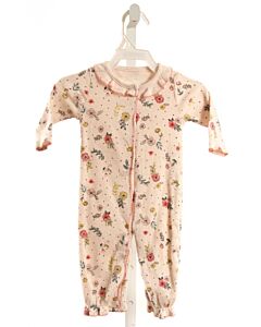 MUD PIE  LT PINK  FLORAL  KNIT ROMPER WITH PICOT STITCHING