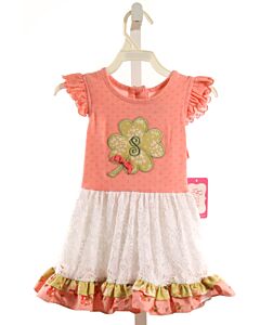 RIC RAC & RUFFLES  MULTI-COLOR EYELET  APPLIQUED KNIT DRESS
