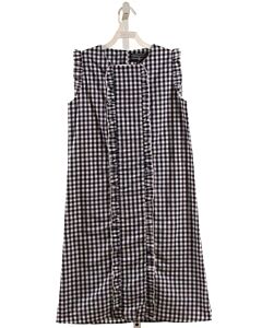 DUFFIELD LANE  NAVY  GINGHAM  DRESS WITH RUFFLE