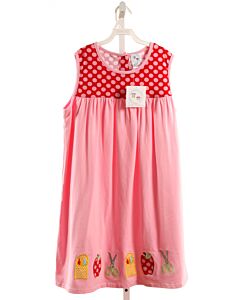 SMOCK MONKEY  PINK  POLKA DOT APPLIQUED KNIT DRESS