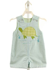 BAILEY BOYS  AQUA SEERSUCKER STRIPED APPLIQUED JON JON