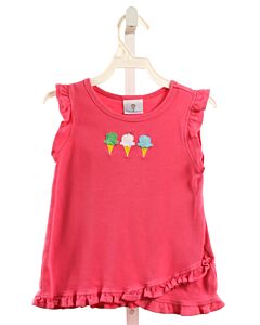 FLORENCE EISEMAN  HOT PINK   APPLIQUED SLEEVELESS SHIRT WITH RUFFLE